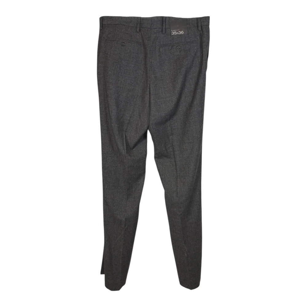 Banana Republic Classic Fit Dark Charcoal Flannel Wool‎ Blend Dress Pants 35x36